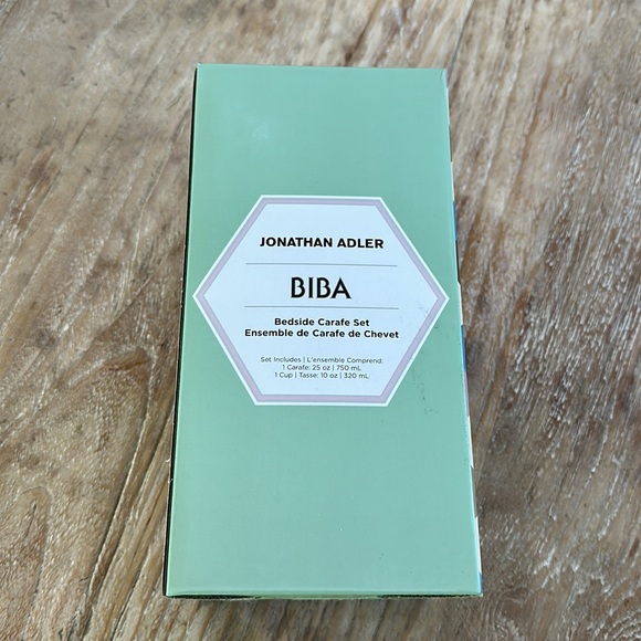 JONATHAN ADLER BIBA Blue Glass Bedside Carafe & Cup Set NIB - Picture 6 of 7